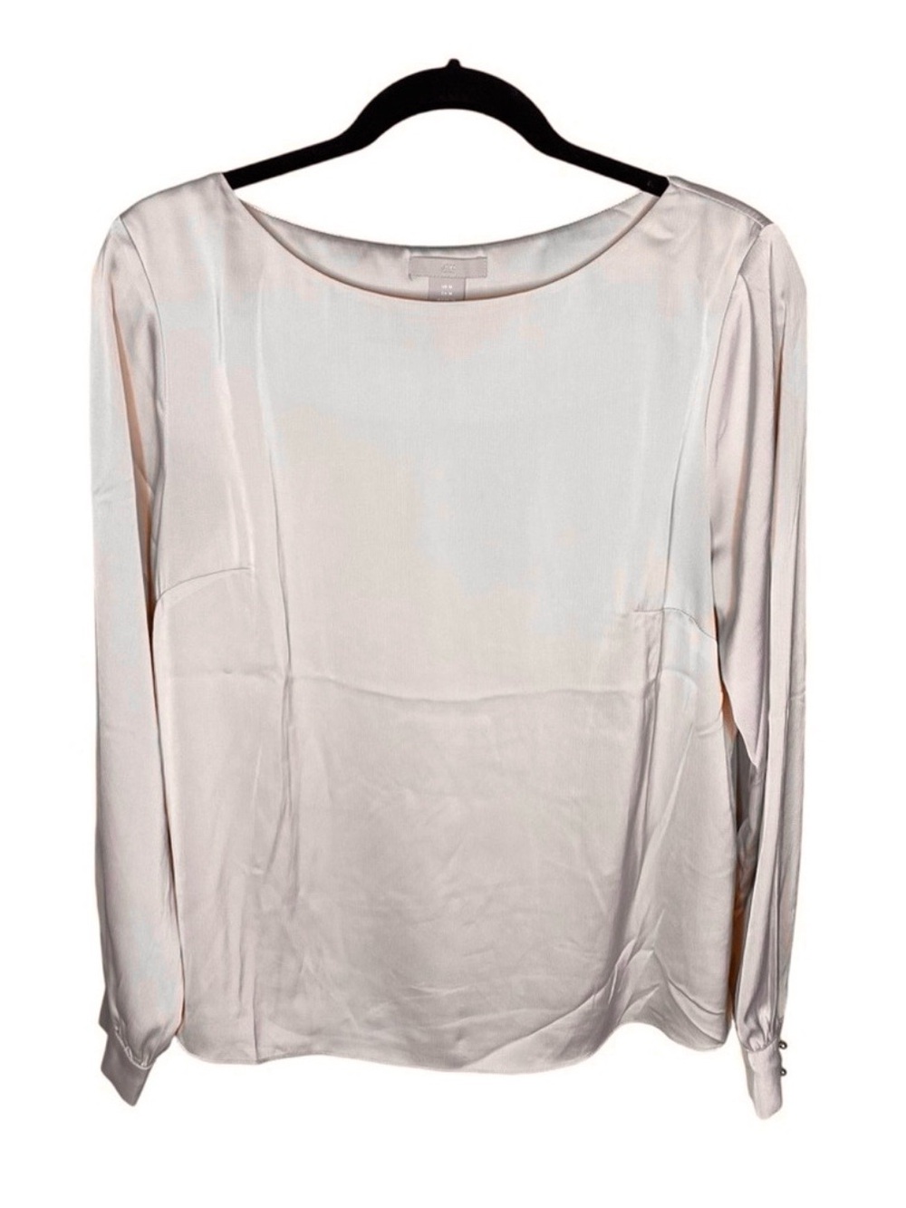 H&M Silky Satin Soft Champagne Beige Taupe Top Short Blouse Size Medium